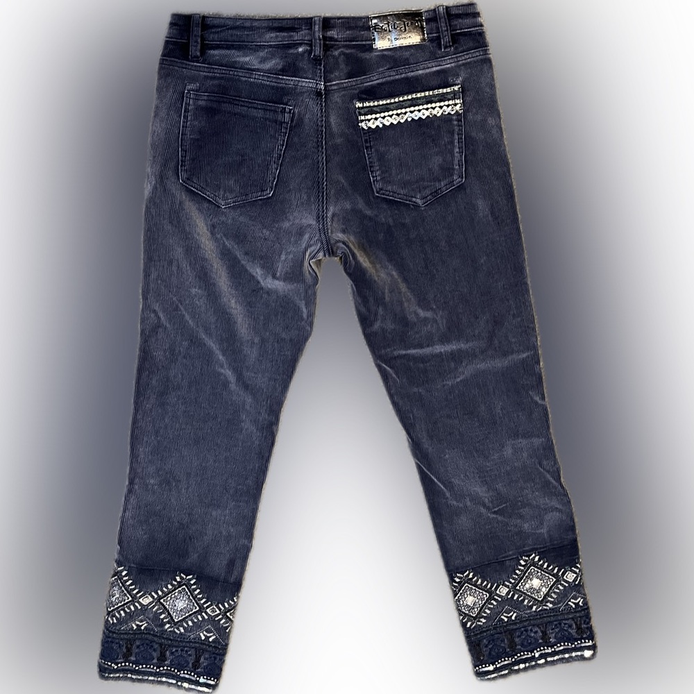 Desigual Blue Cropped Pants with Patterned Accents - Picture 3 of 12